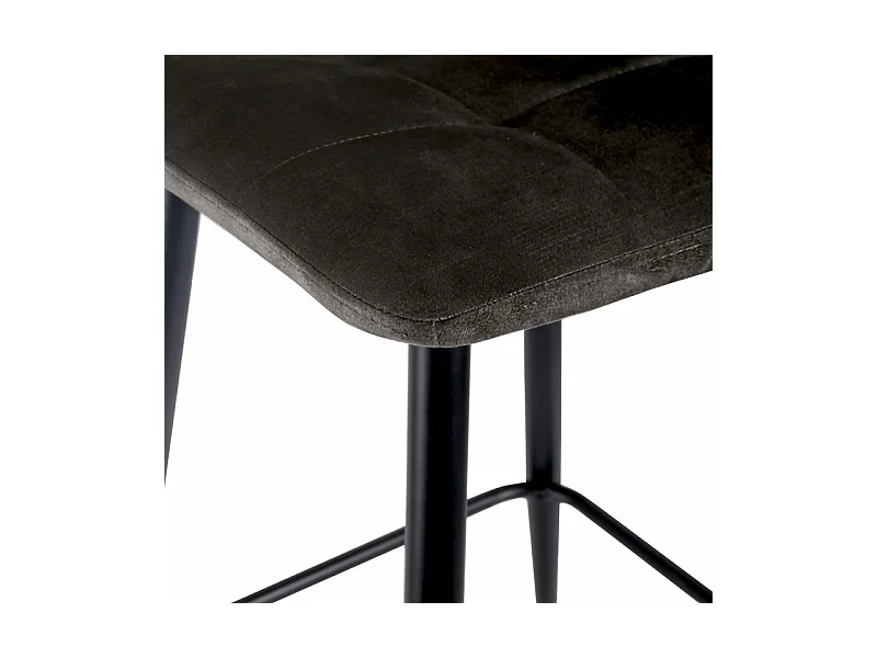 Lot 2 chaises de bar assise H.75 cm en velours gris foncé - NAMI 2