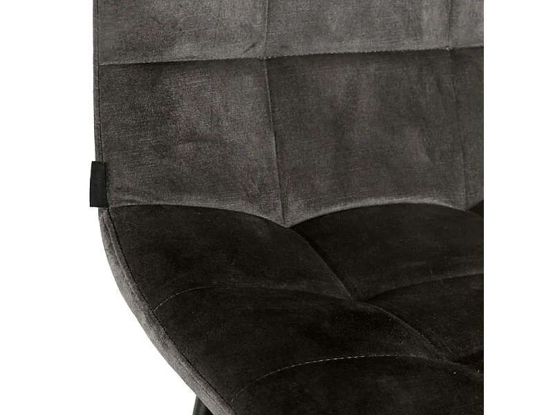 Lot 2 chaises de bar assise H.75 cm en velours gris foncé - NAMI 2