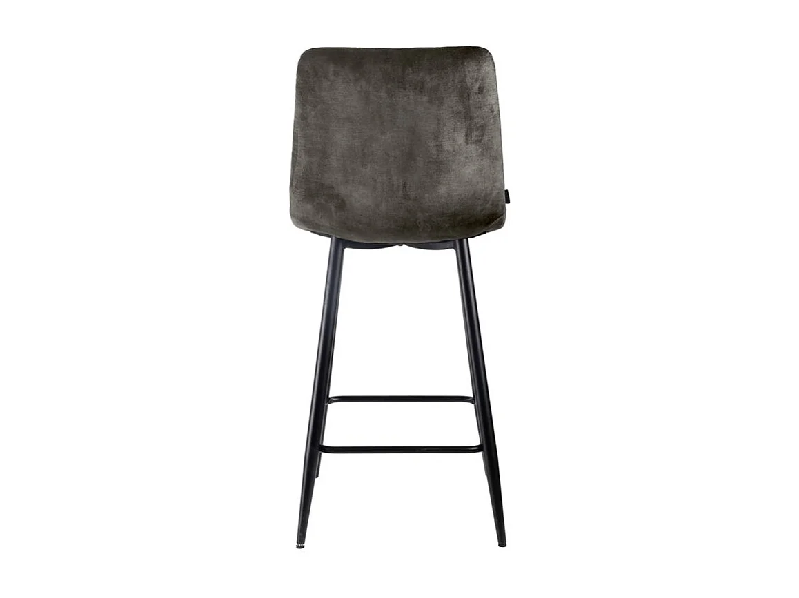 Lot 2 chaises de bar assise H.75 cm en velours gris foncé - NAMI 2