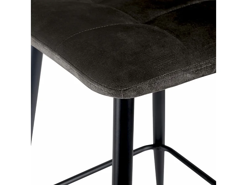 Lot 2 chaises de bar assise H.75 cm en velours gris foncé - NAMI 2