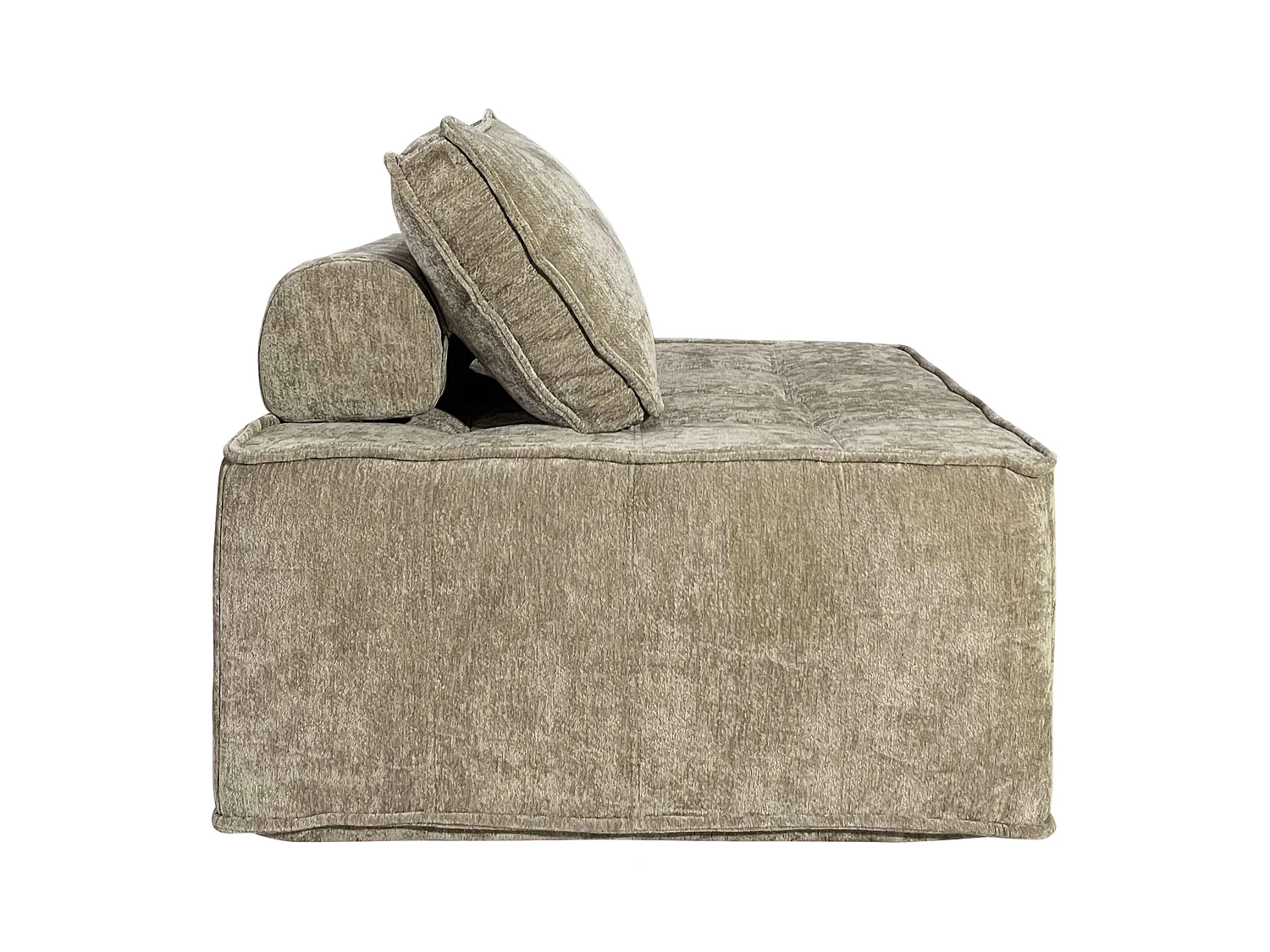 Fauteuil en tissu pour canapé modulable avec coussin taupe
