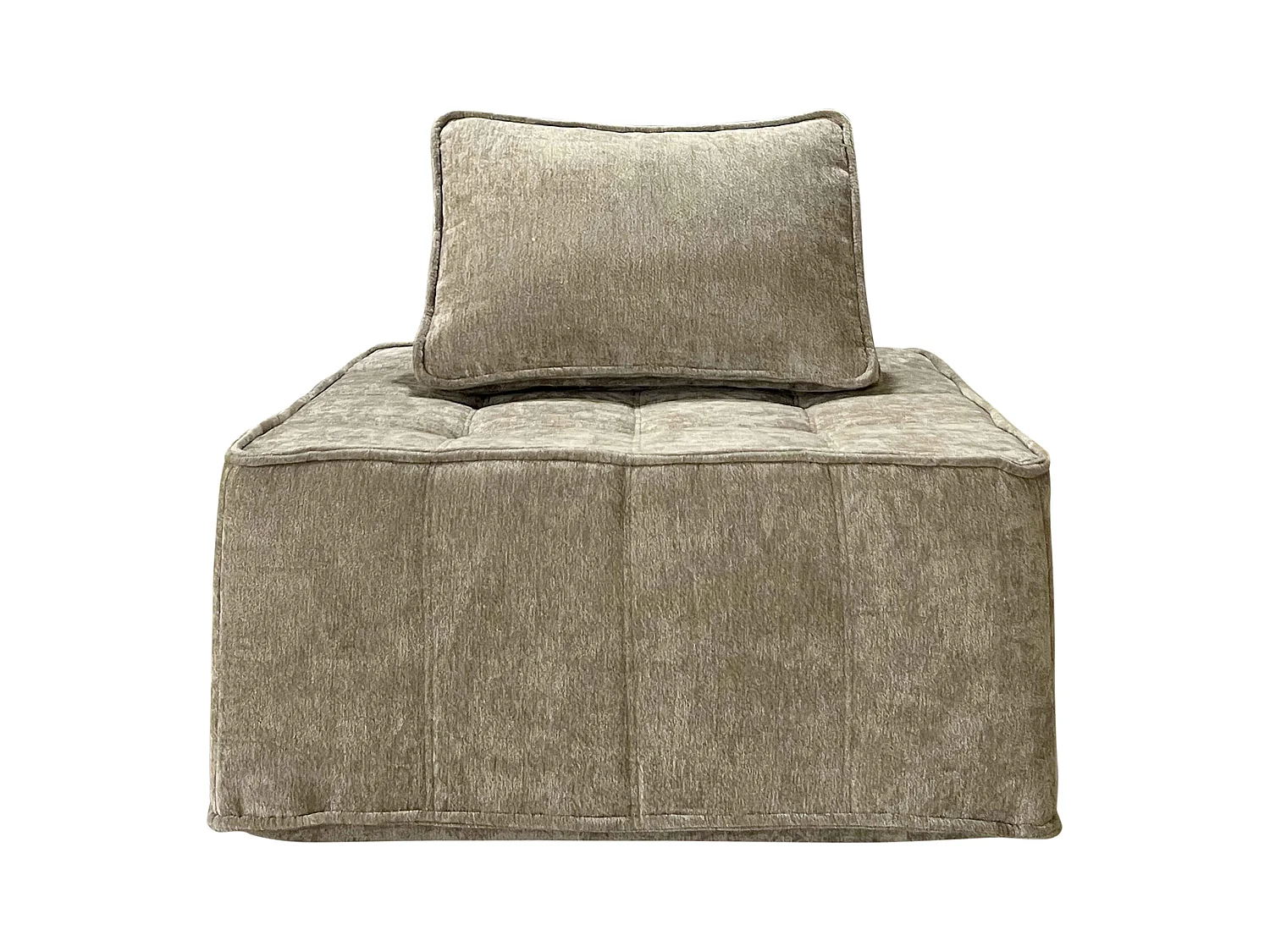 Fauteuil en tissu pour canapé modulable avec coussin taupe