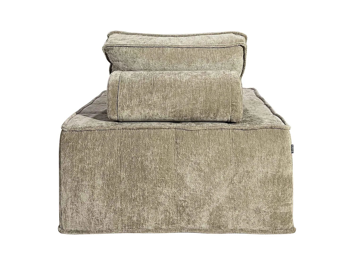 Fauteuil en tissu pour canapé modulable avec coussin taupe