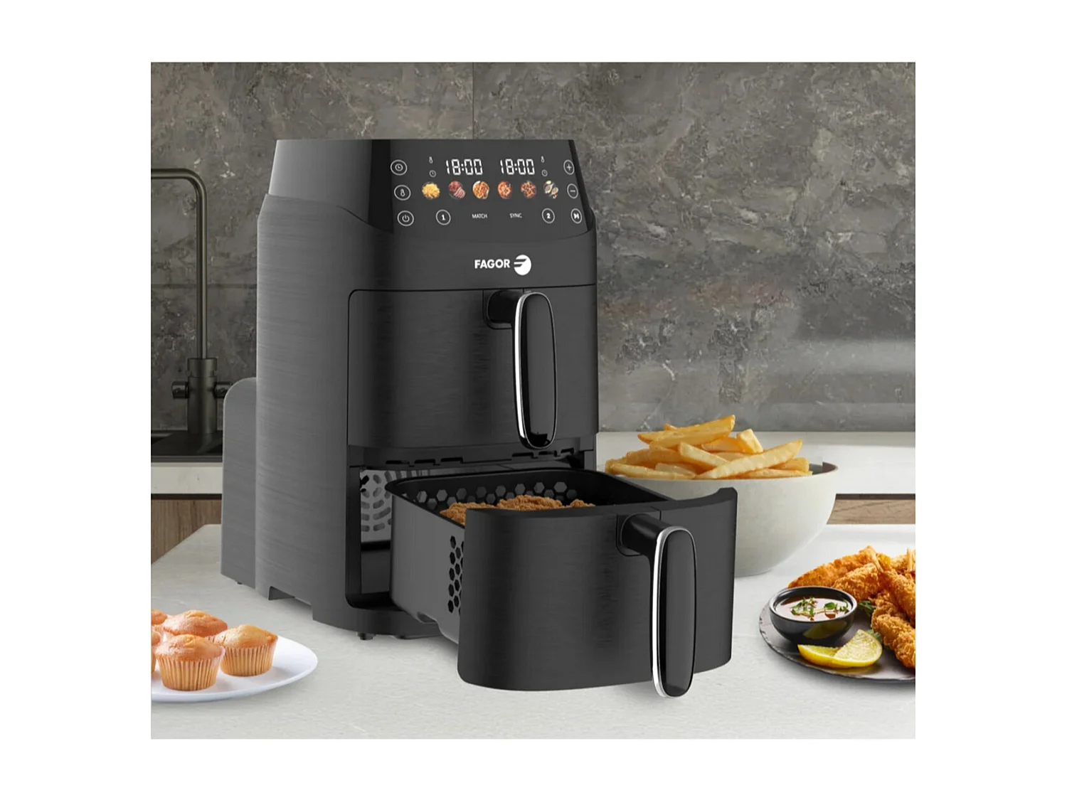 Fagor Friteuse sans huile 2x2.5l 2000w noir - fg3301