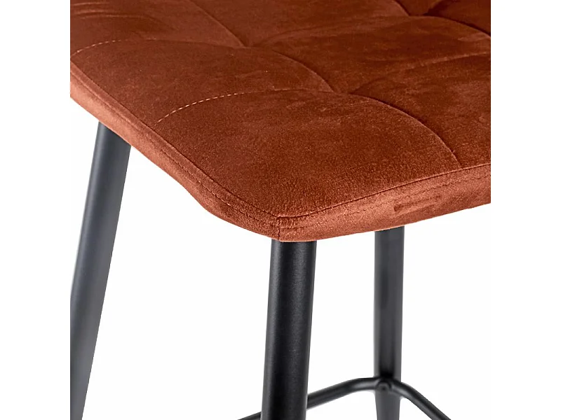 Lot 2 chaises de bar avec assise H.75 cm en velours ocre - NAMI 2