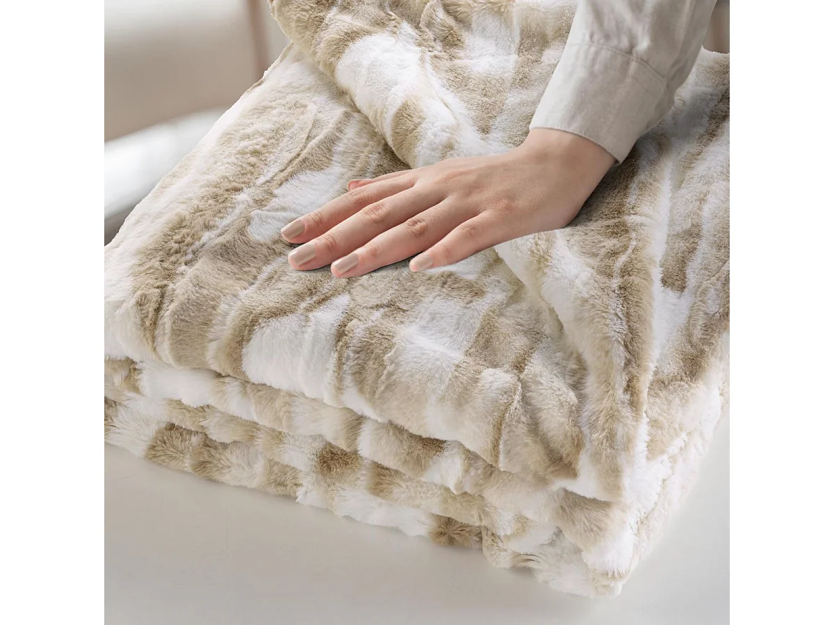 Plaid Imitation Fourrure "Cheyenne" 180x220cm Naturel