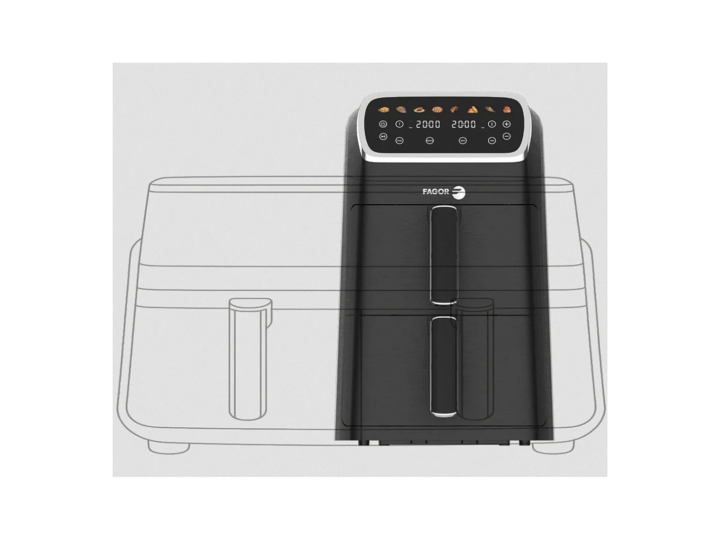 Fagor Friteuse sans huile 2x4l 2600w noir - fg7503