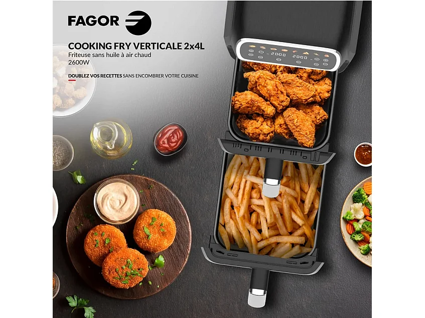 Fagor Friteuse sans huile 2x4l 2600w noir - fg7503