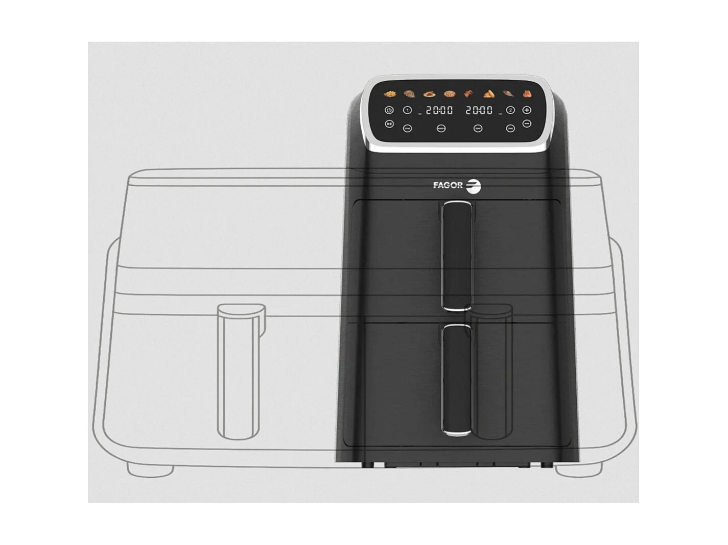 Fagor Friteuse sans huile 2x4l 2600w noir - fg7503