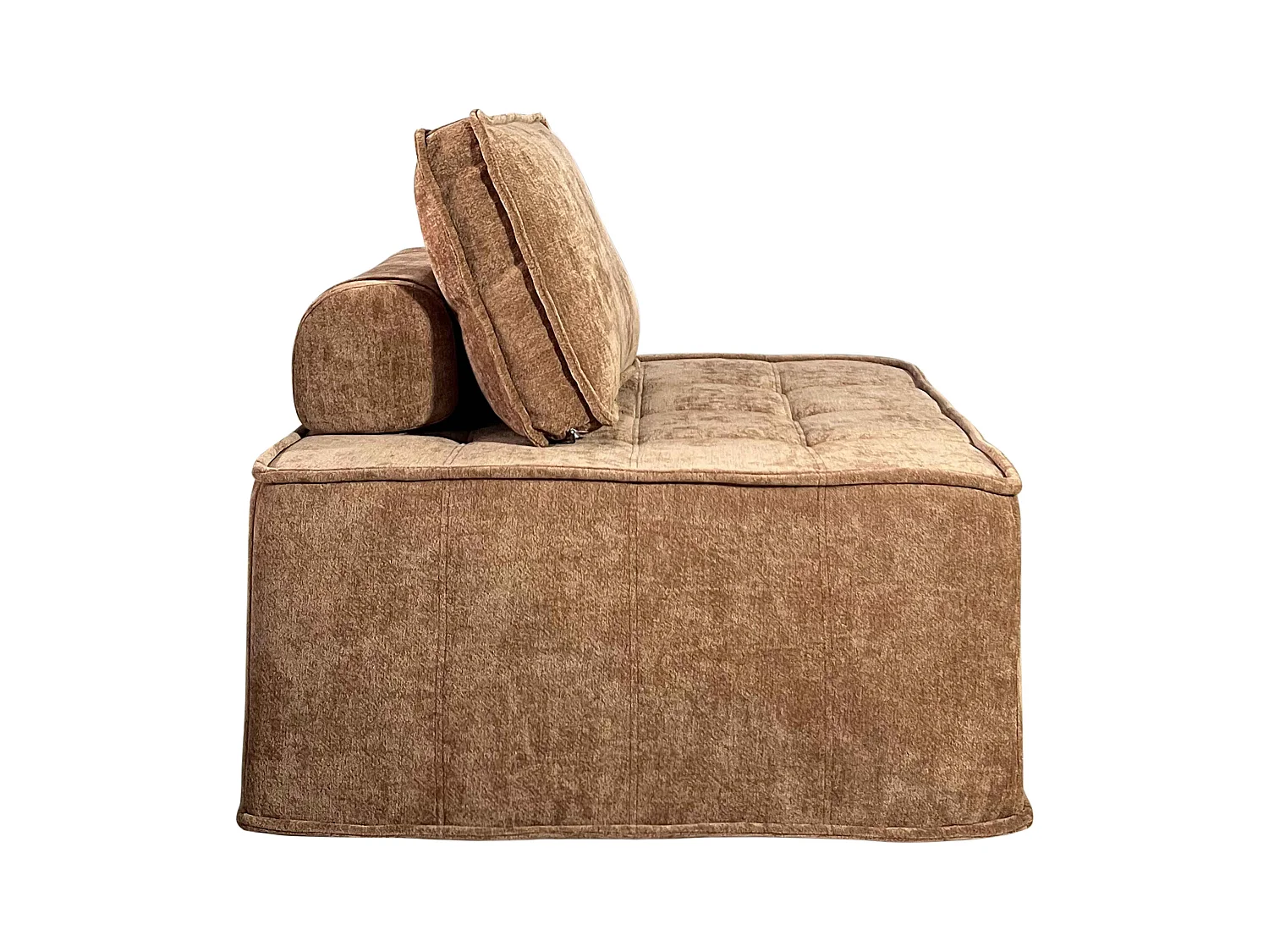 Fauteuil en tissu pour canapé modulable avec coussin terracotta
