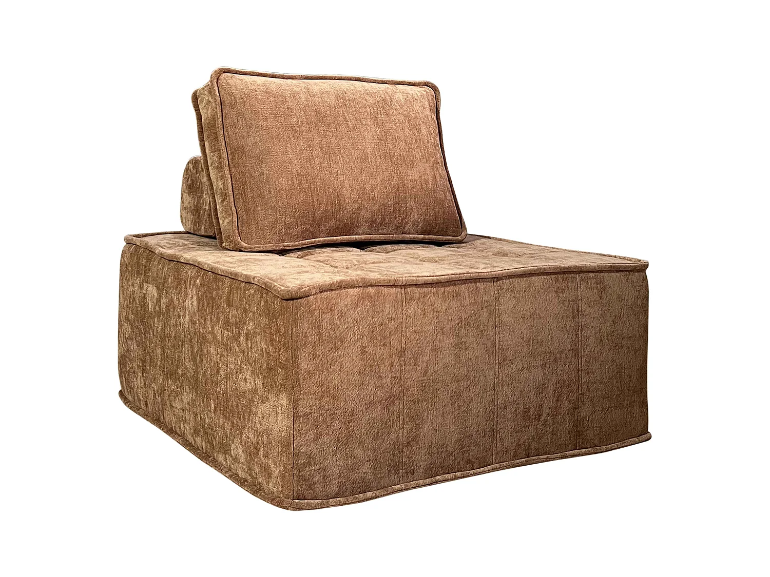 Stoffen fauteuil voor modulaire bank met terracotta kussen