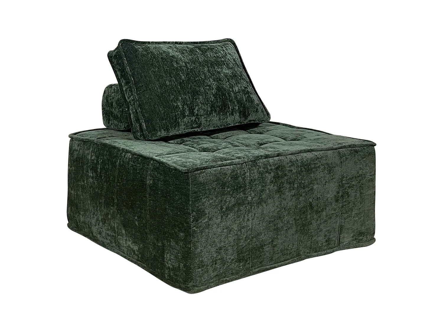 Stoffen fauteuil voor modulaire bank met groen kussen