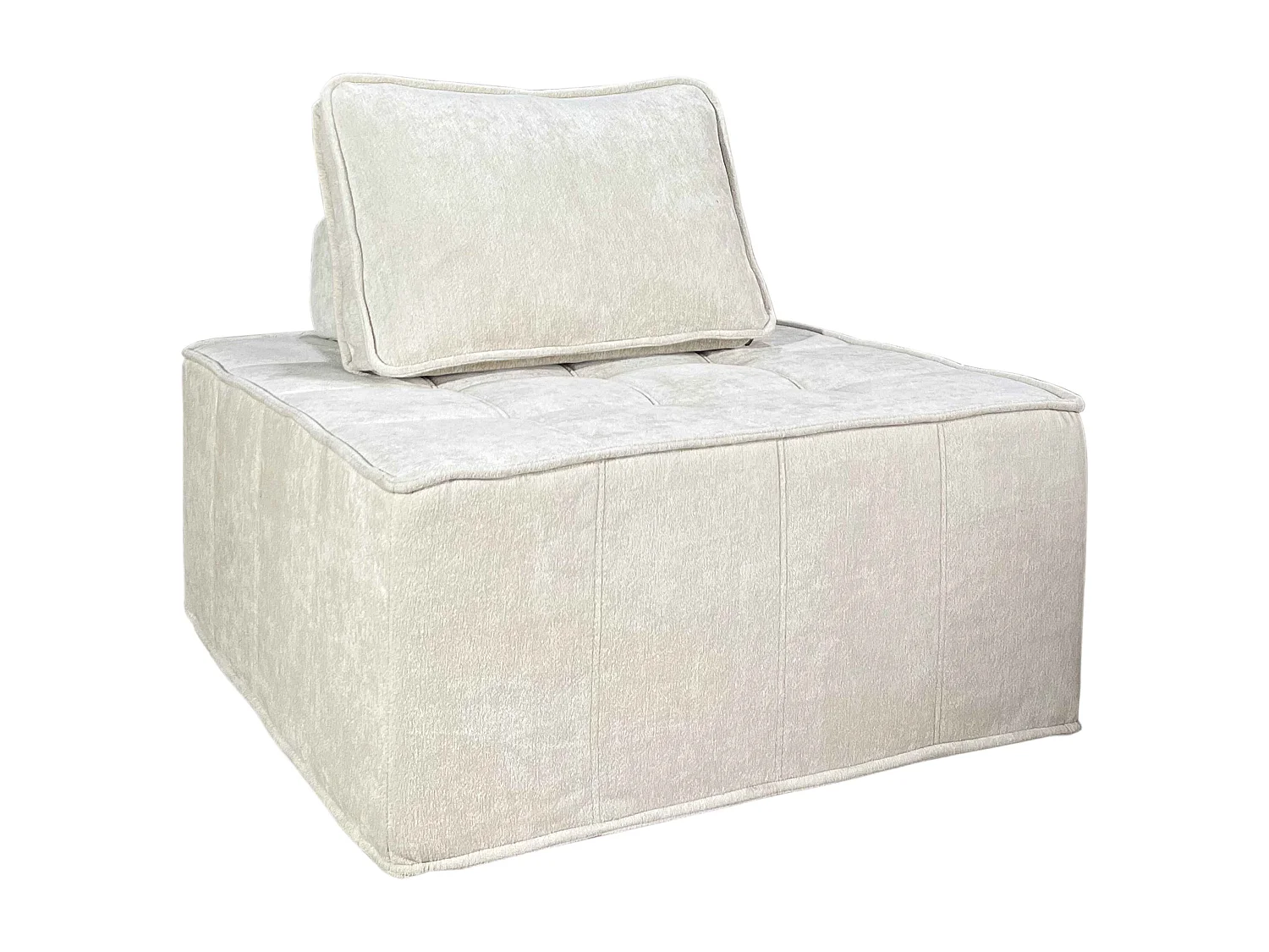 Fauteuil en tissu pour canapé modulable avec coussin ecru