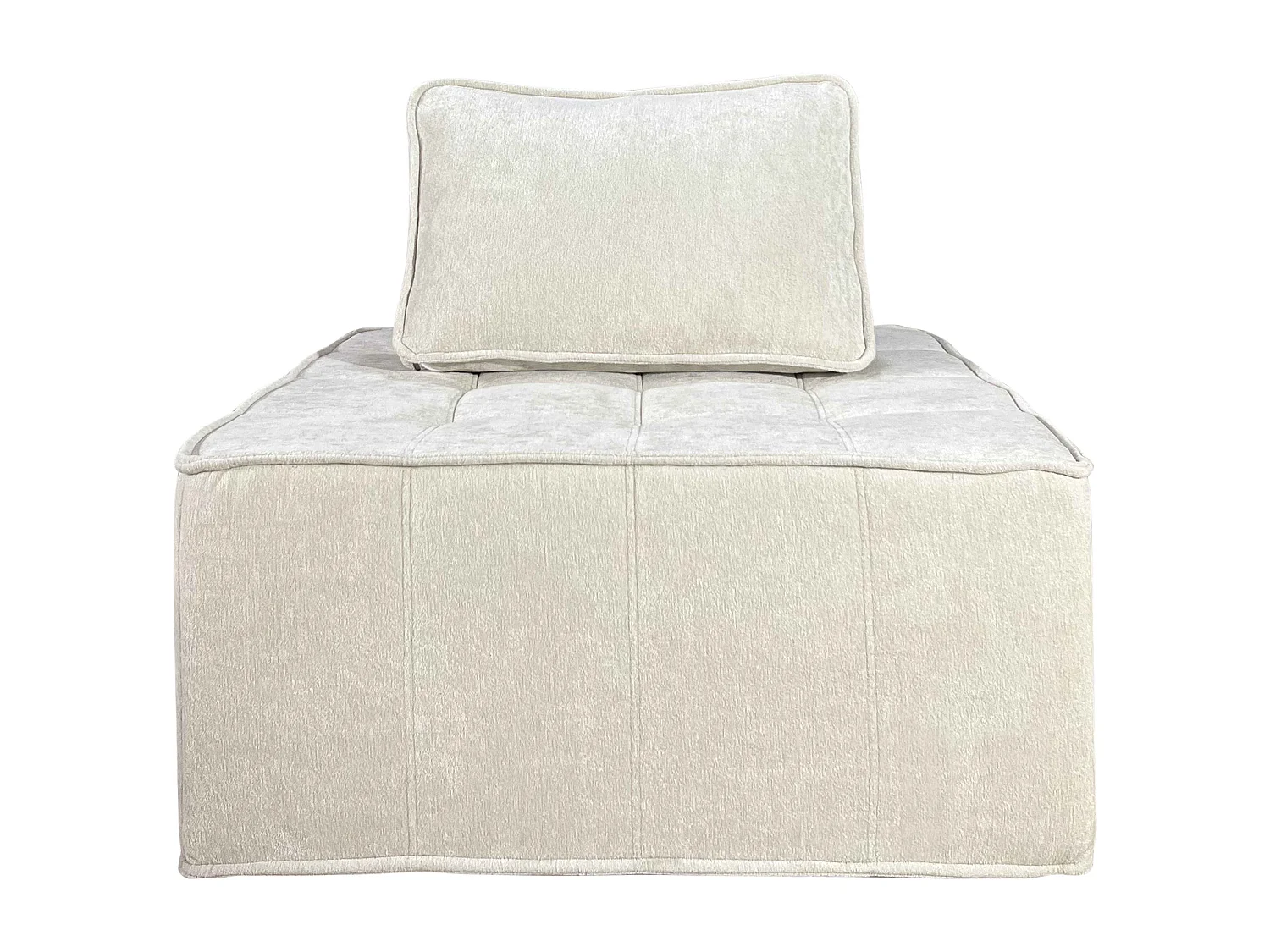 Fauteuil en tissu pour canapé modulable avec coussin ecru