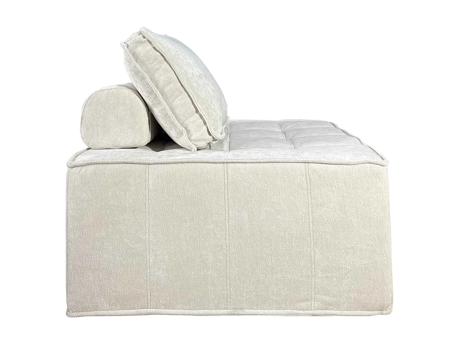 Fauteuil en tissu pour canapé modulable avec coussin ecru