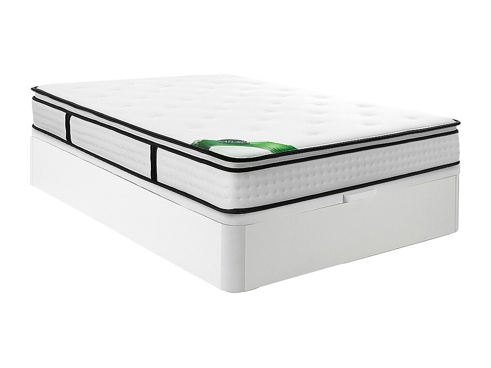 Set 140 x 190 cm - Bettkasten Weiß + Taschenfederkernmatratze 7 Zonen mit i günstig online kaufen