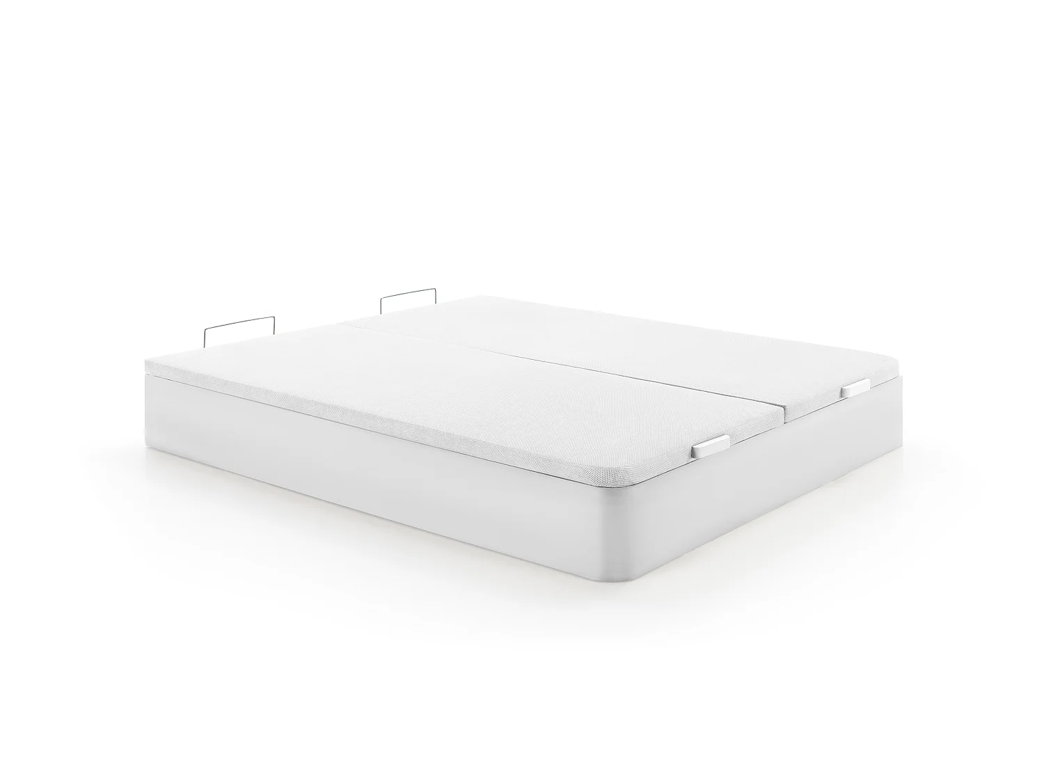 Sett 180 x 200 cm hvit oppbevaringsseng + 7-soners posefjærmadrass med integrert overmadrass og bambustrekk, tykkelse 23 cm - TAREVO fra NATUREA