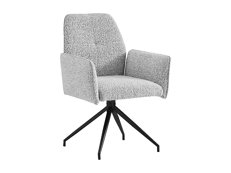 Chaise CARRERA Pivotante 360° Tweed Gris & Métal Noir 63x59,5x90 cm