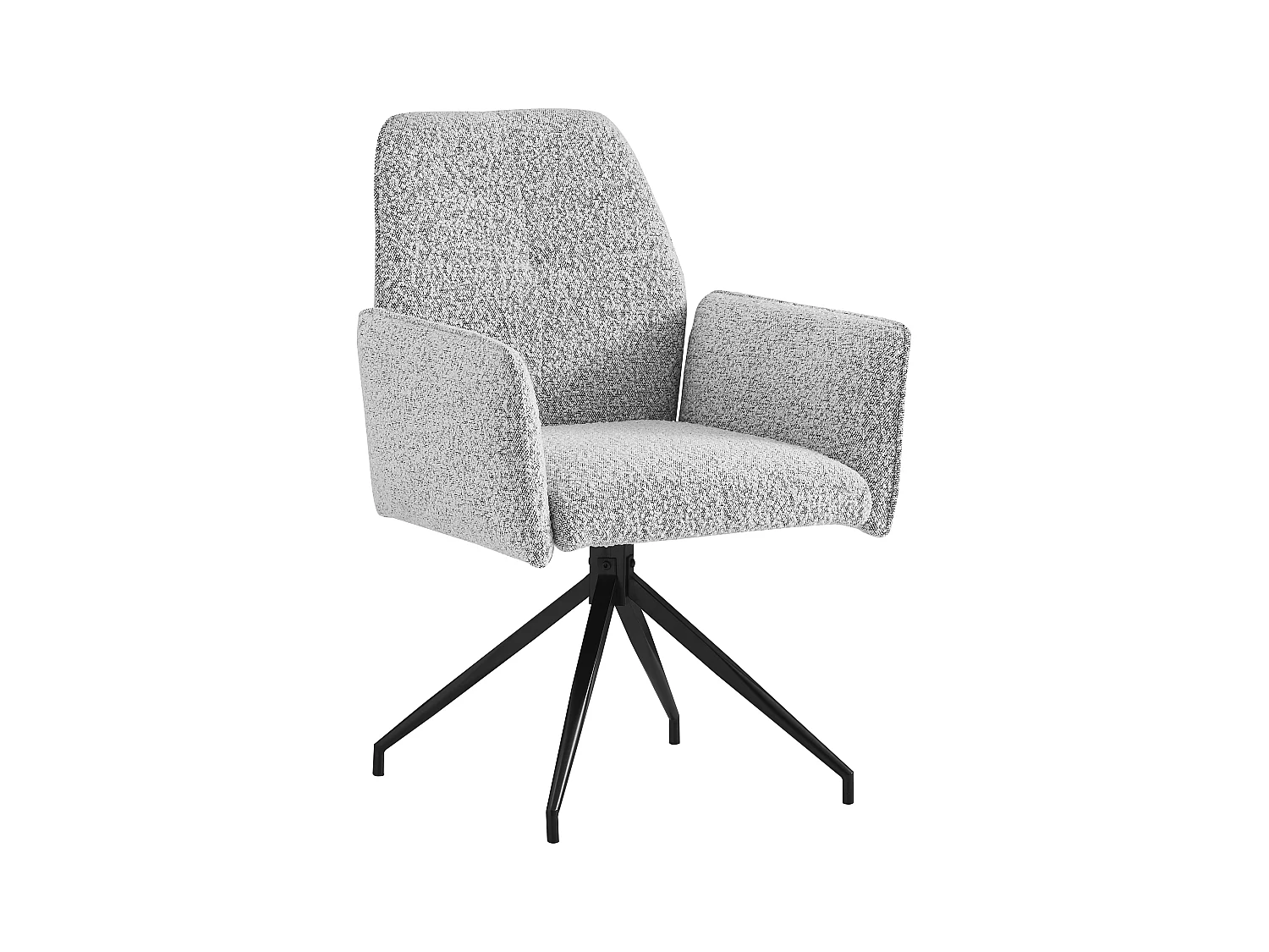 Chaise CARRERA Pivotante 360° Tweed Gris & Métal Noir 63x59,5x90 cm