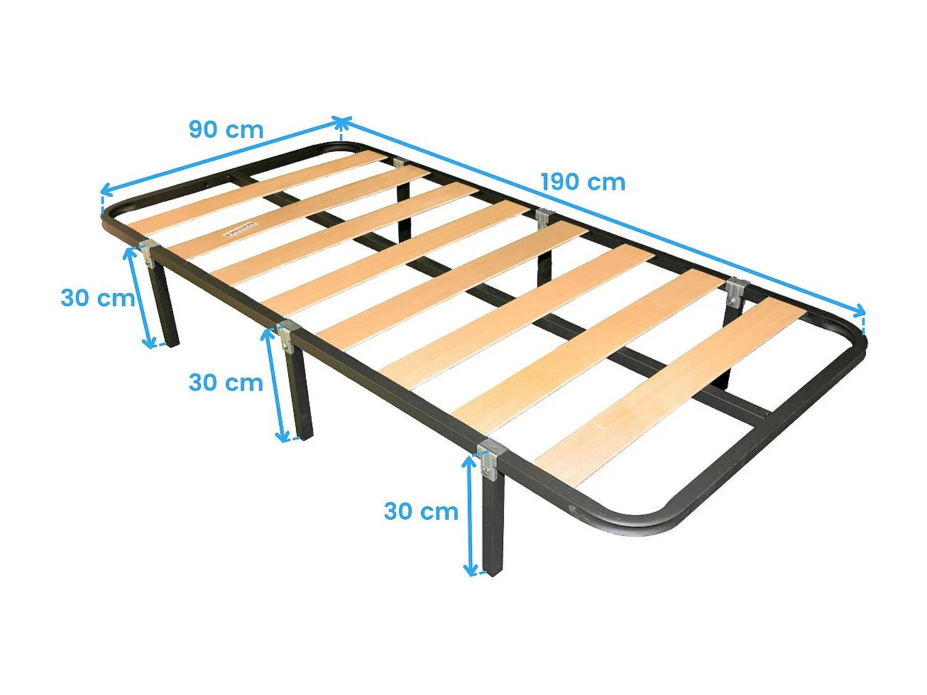 Somier 90x190 cm Tubo acerado 30x30 mm Refuerzo Central Pintura Metalizada