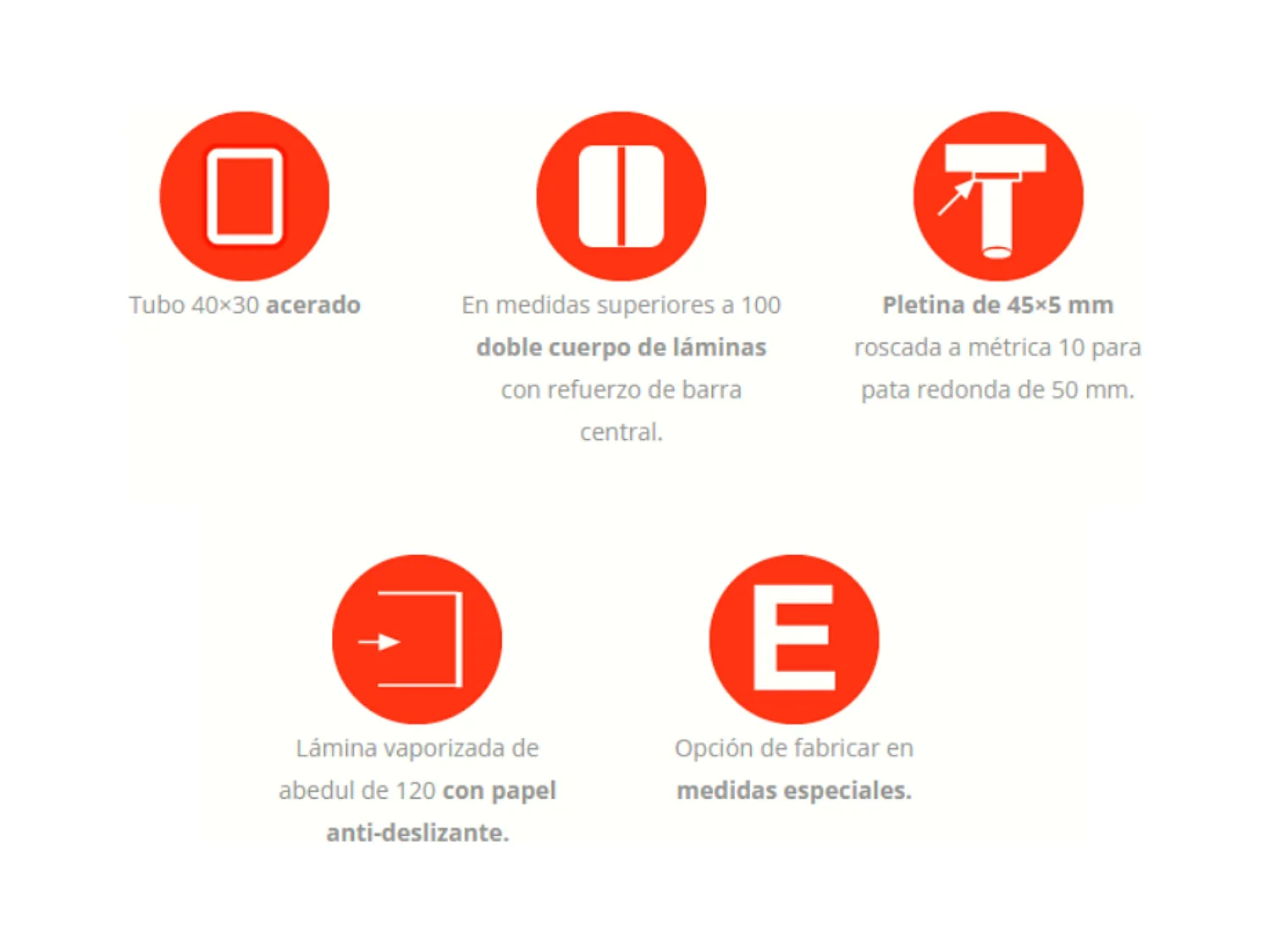 Somier 160x190 cm Neo Balda Ancha, Tubo Acero 40x30 mm, Láminas chopo-Flex, 7 Patas