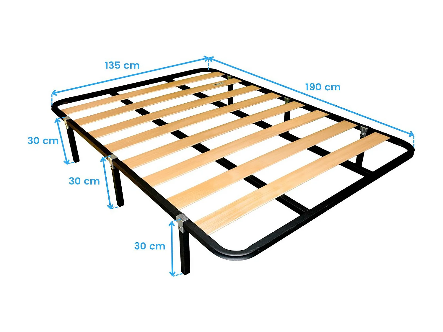 Somier 135x190 cm Tubo acerado 30x30 mm Refuerzo Central y 6 Patas