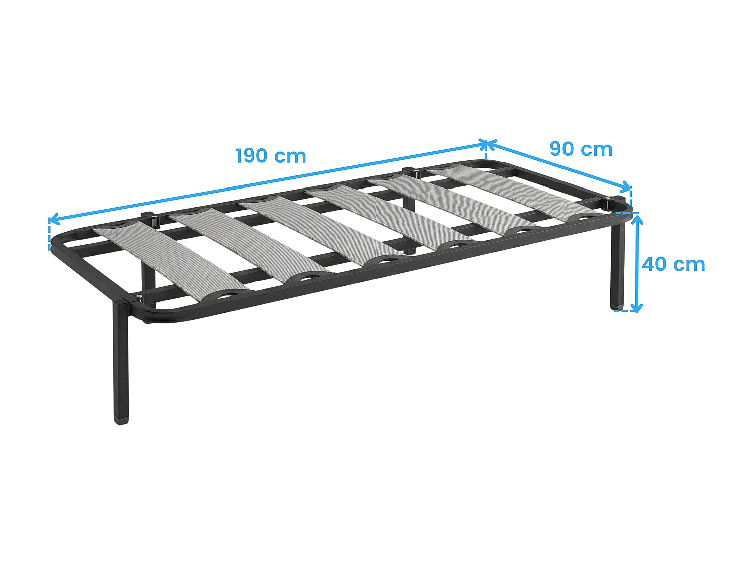 Somier Cama Canguro 90x190 cm Sup. Balda Ancha Tubo 40x30 mm