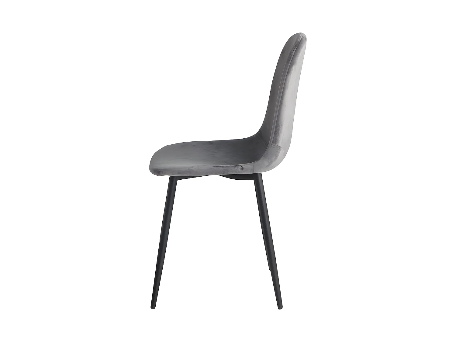 Lot de 4 chaises en velours gris foncé et pieds métal noir - BIBA