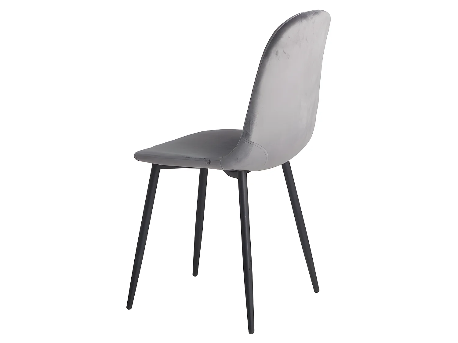 Lot de 2 chaises en velours gris foncé et pieds métal noir - BIBA