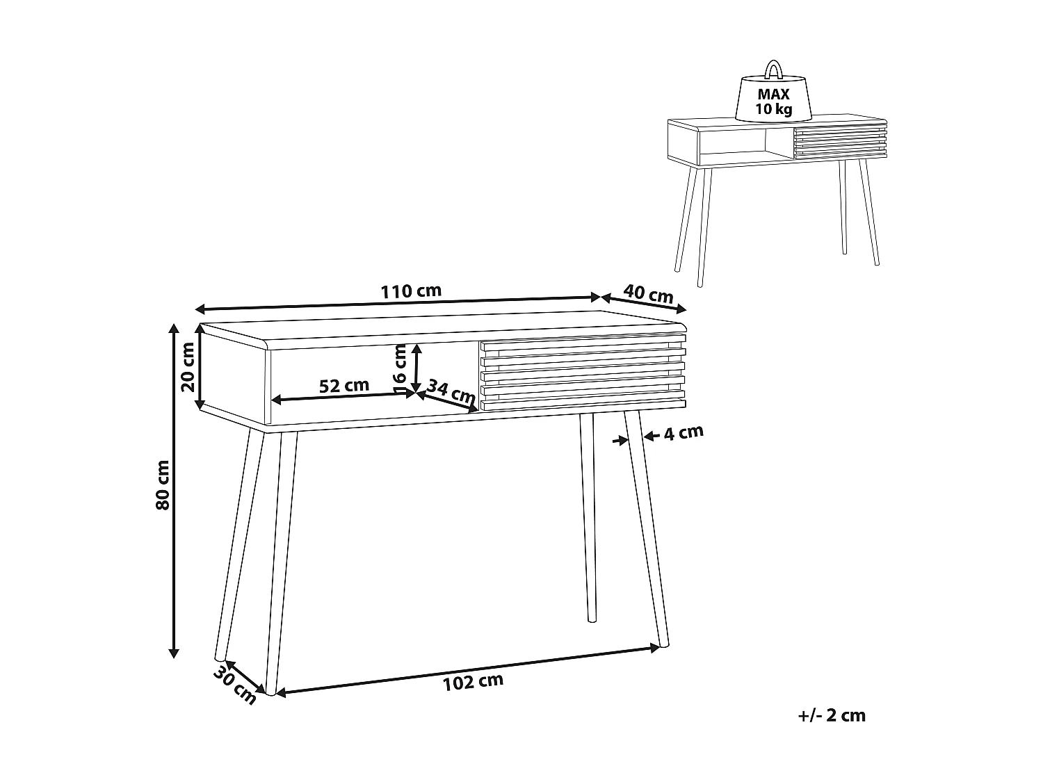 Rechteckiger Konsolentisch dunkler Holzfarbton industrieller Stil Perth