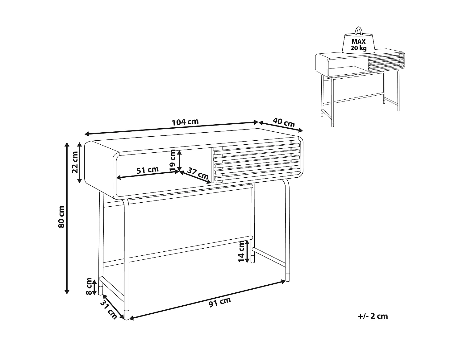 Consoletafel RIFLE Wit