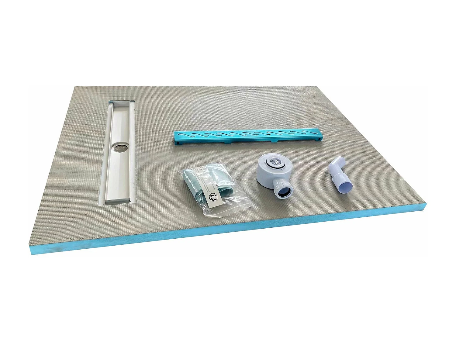 Receveur de douche à carreler 90 x 140 cm ELIO 4 pentes grille linéaire et bonde incluses