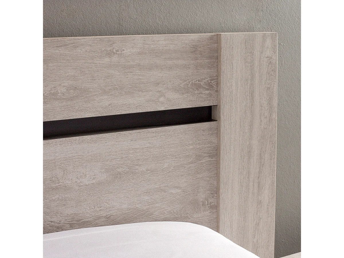 MARJORIE - Lit 180x200cm Structure Effet Bois Grisé Style Comtemporain