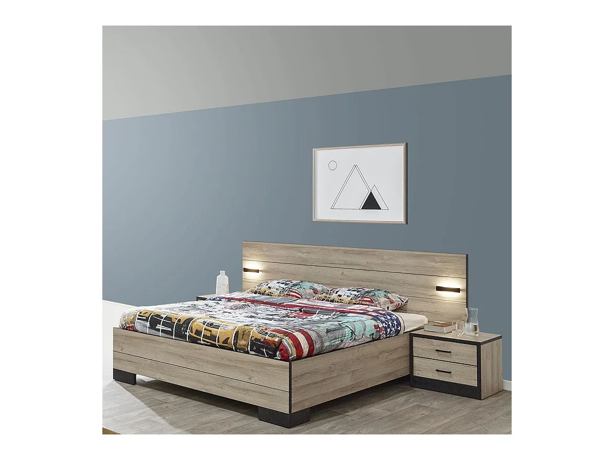 ELEOS - Lit 160x200 cm avec Eclairage Led