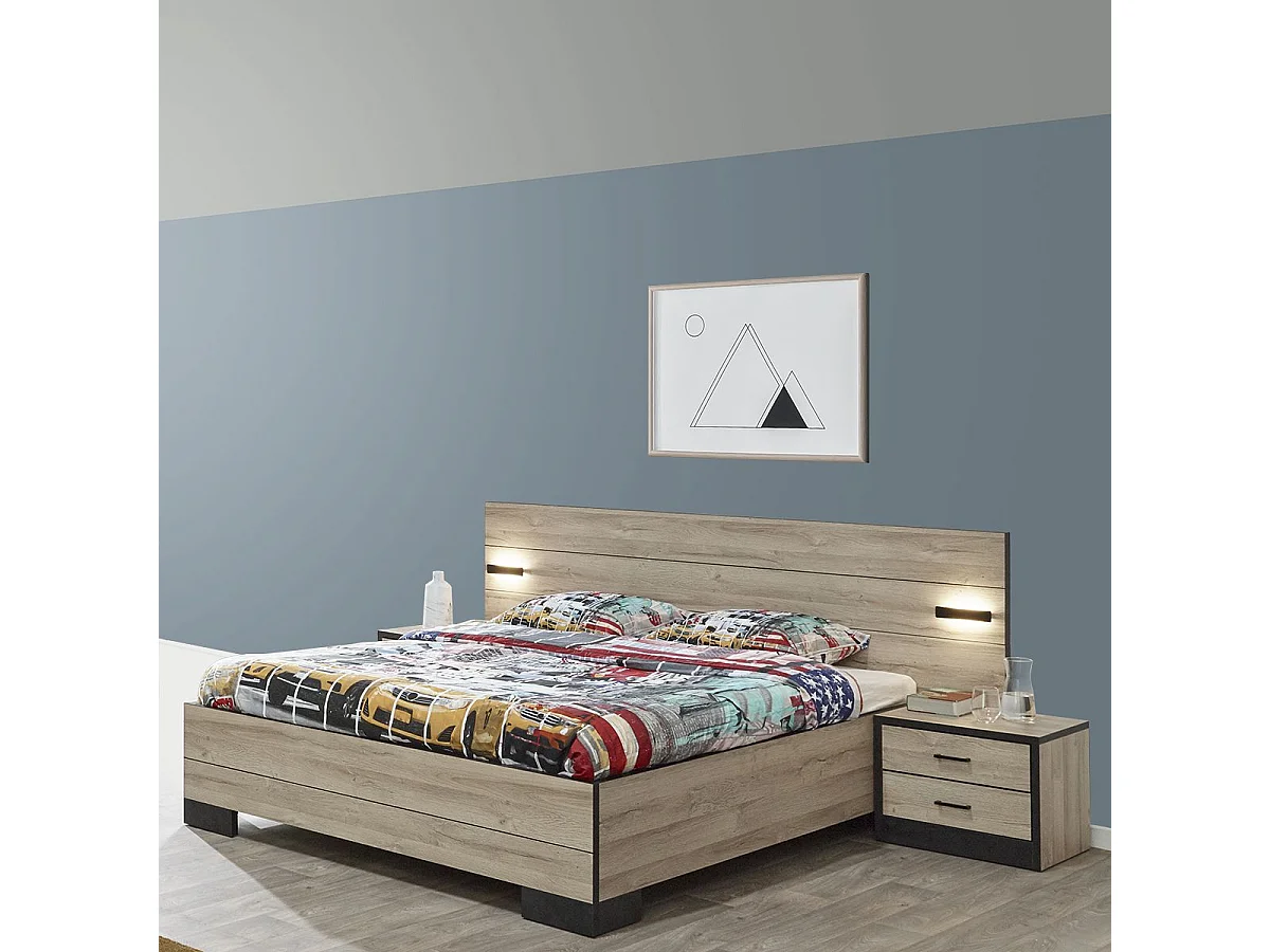 ELEOS - Lit 160x200 cm avec Eclairage Led