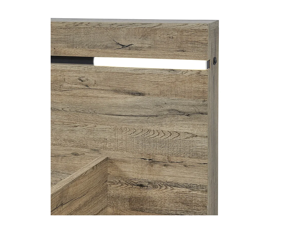 IRISA - Lit 180x200cm Aspect Bois avec Eclairage Led