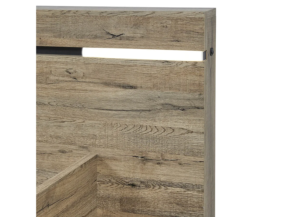 IRISA - Lit 180x200cm Aspect Bois avec Eclairage Led