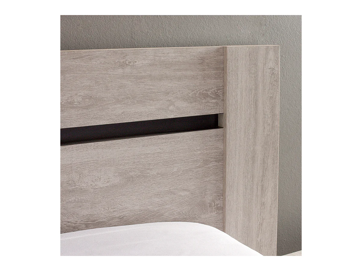 MARJORIE - Lit 160x200cm Structure Effet Bois Grisé Style Comtemporain