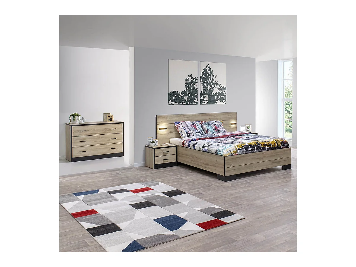 ELEOS - Lit 140x200 cm avec Eclairage Led