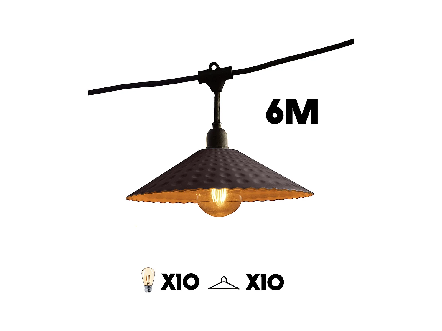 Guirlande lumineuse VINTY Noir Acier 6M