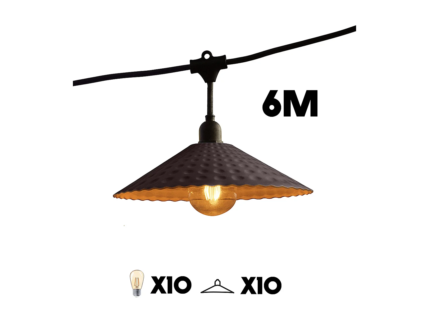 Guirlande lumineuse VINTY Noir Acier 6M