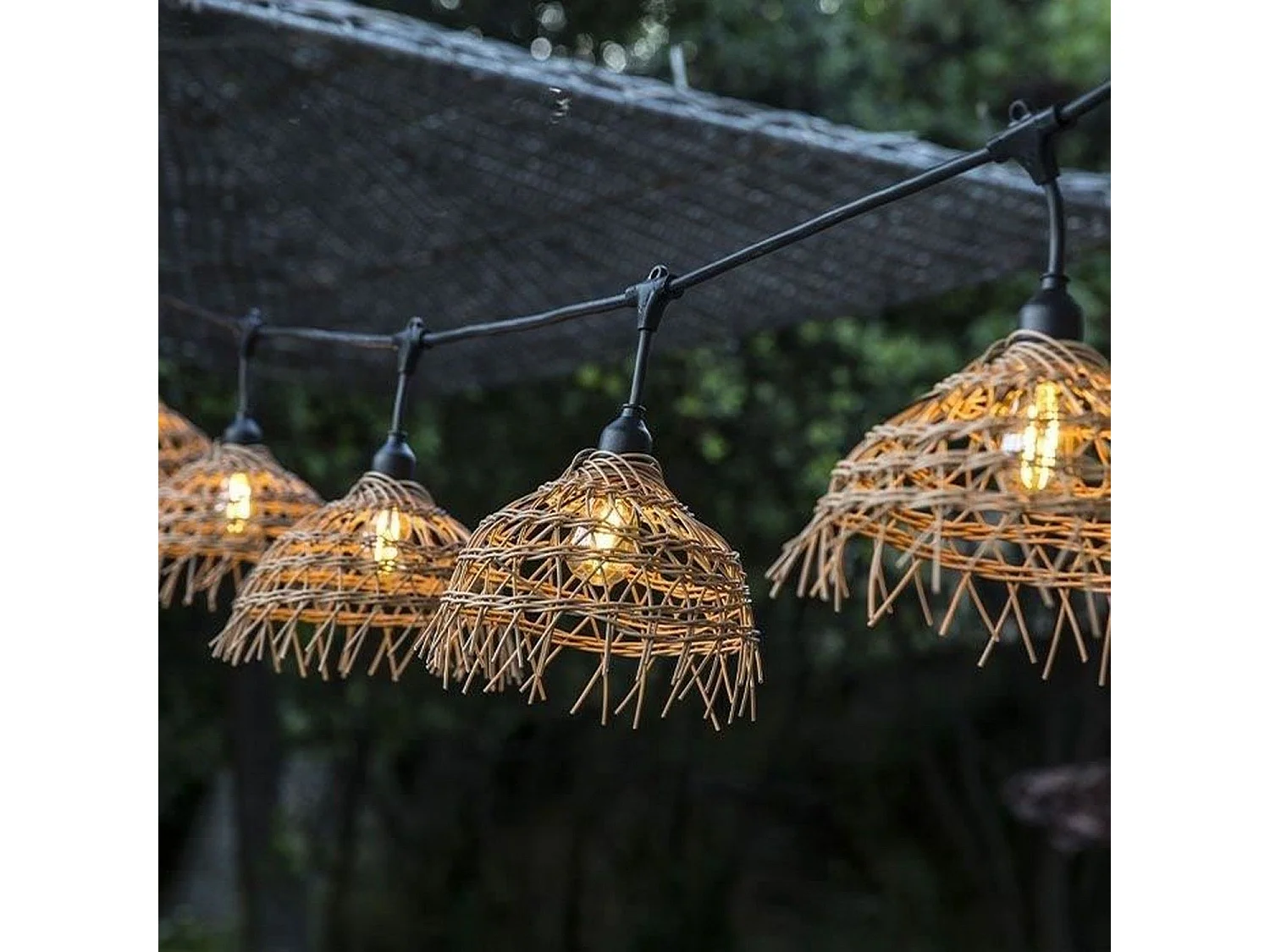 Guirlande lumineuse HAWAII Noir Poly rotin 6M