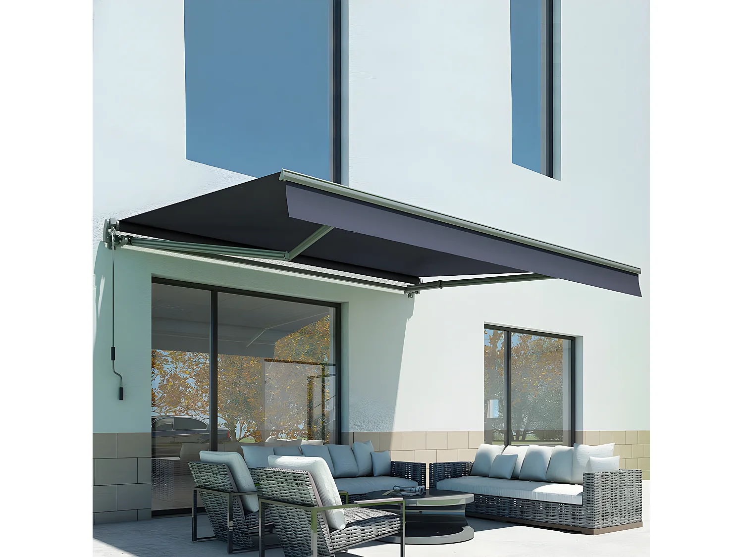 Store banne manuel 3x2m TAMPA Gris Aluminium 295 x 200 x 14,2 cm