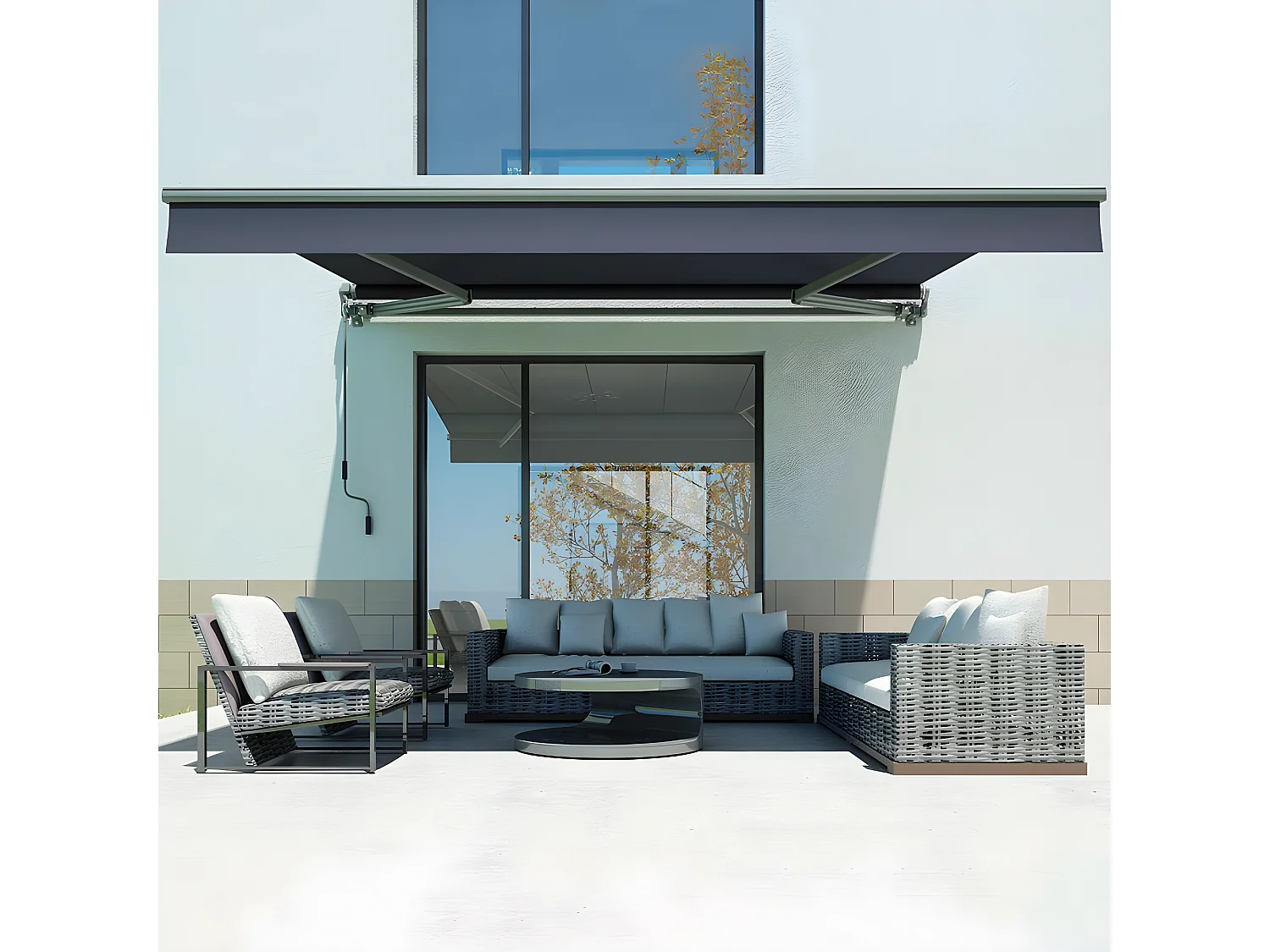 Store banne manuel 3x2m TAMPA Gris Aluminium 295 x 200 x 14,2 cm