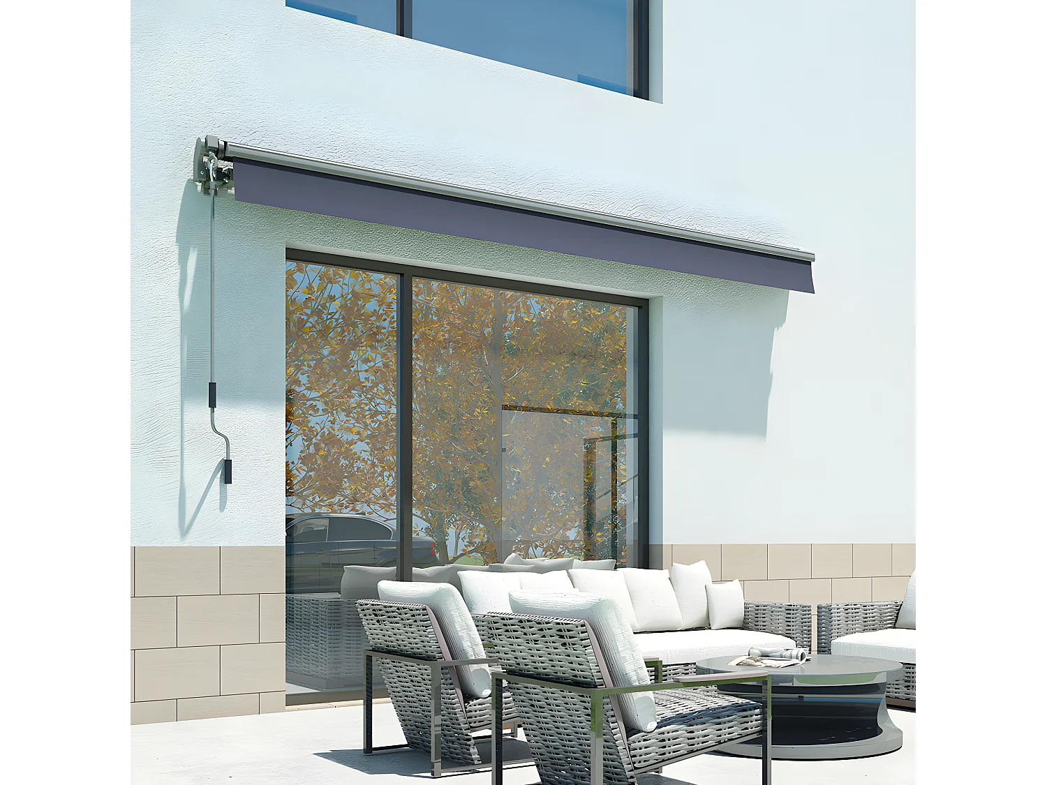 Store banne manuel 3x2m TAMPA Gris Aluminium 295 x 200 x 14,2 cm