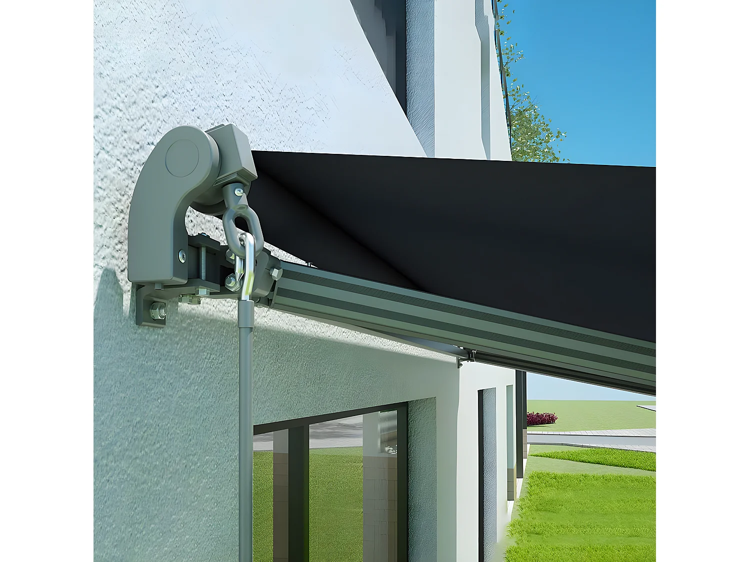 Store banne manuel 3x2m TAMPA Gris Aluminium 295 x 200 x 14,2 cm