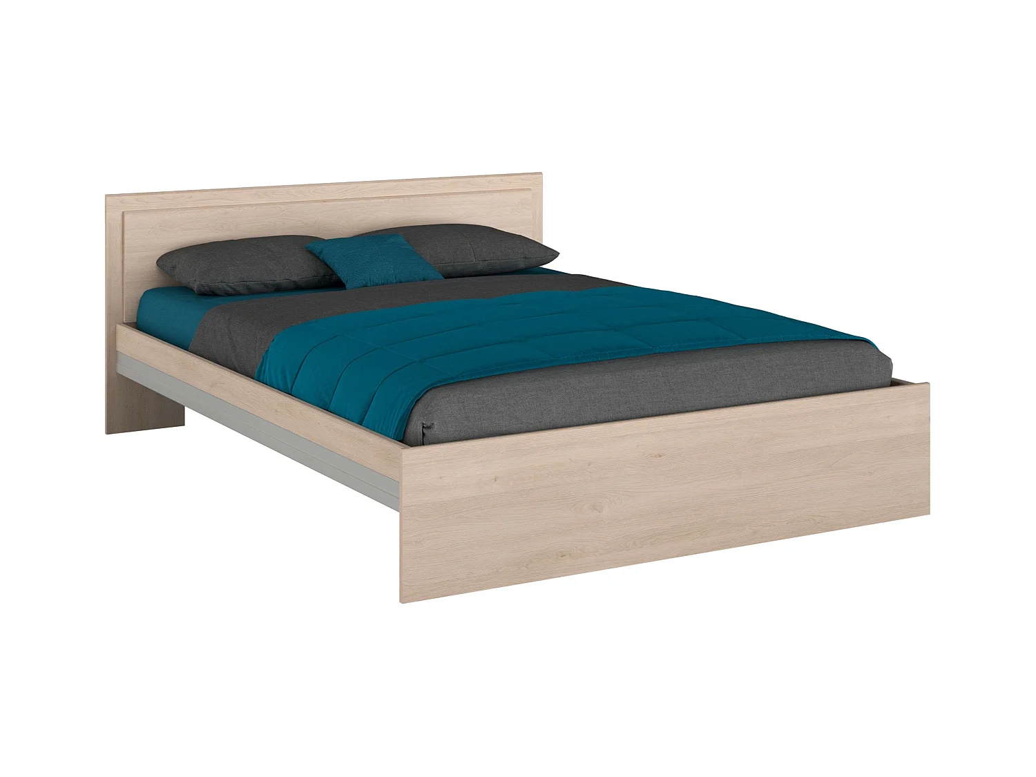 Lit double en chêne de Brooklyn de la Baltique 135-140x190 cm