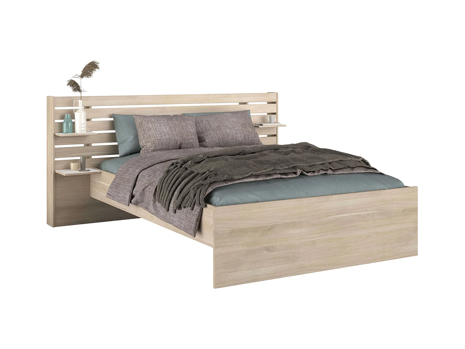 Cama Matrimonio con cabecero Roble Japonés 135-140x200 cm