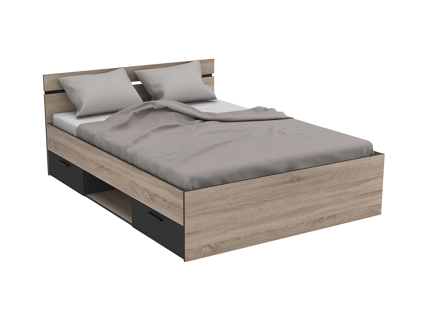 Cama Matrimonial Industrial 135/140 cm 2 Cajones Michigan