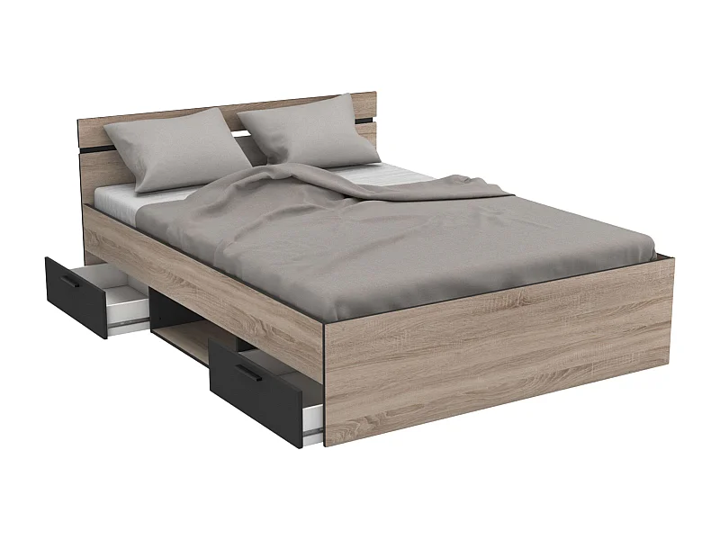 Cama Matrimonial Industrial 135/140 cm 2 Cajones Michigan